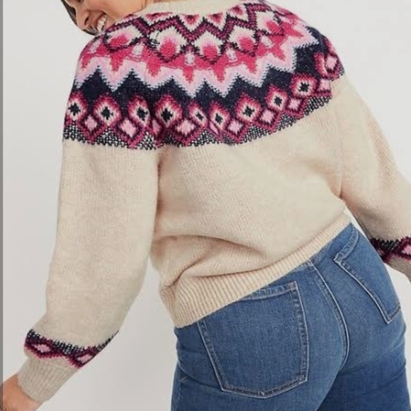 Old Navy Tops - Old Navy Pink and Cream Sweater 4x